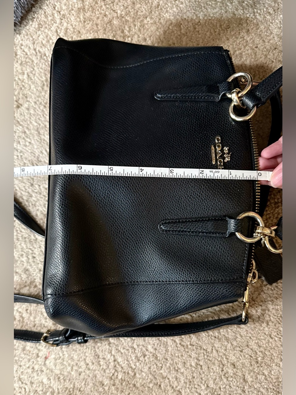 Coach Black Pebbled Leather Shoulder Bag with Gold Hardware - Picture 8 of 14